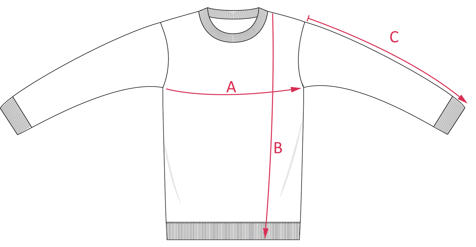 Größentabelle Maßnehmen ATHLEISURE Pullover